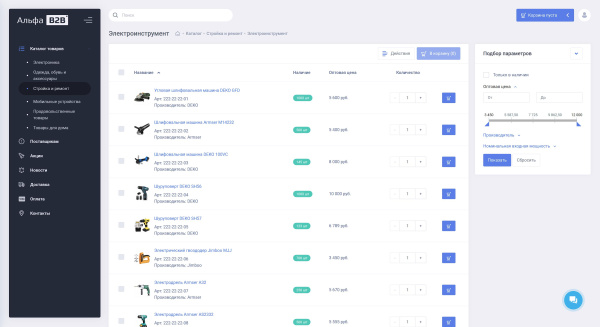 АЛЬФА: B2B - оптовый портал с личным кабинетом